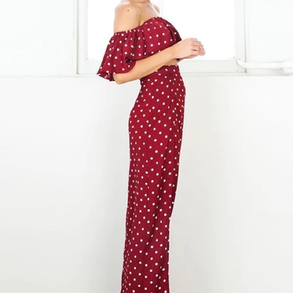 Polka Dot Ruffle Crop Top With Split Skirt - Picture 12 of 14